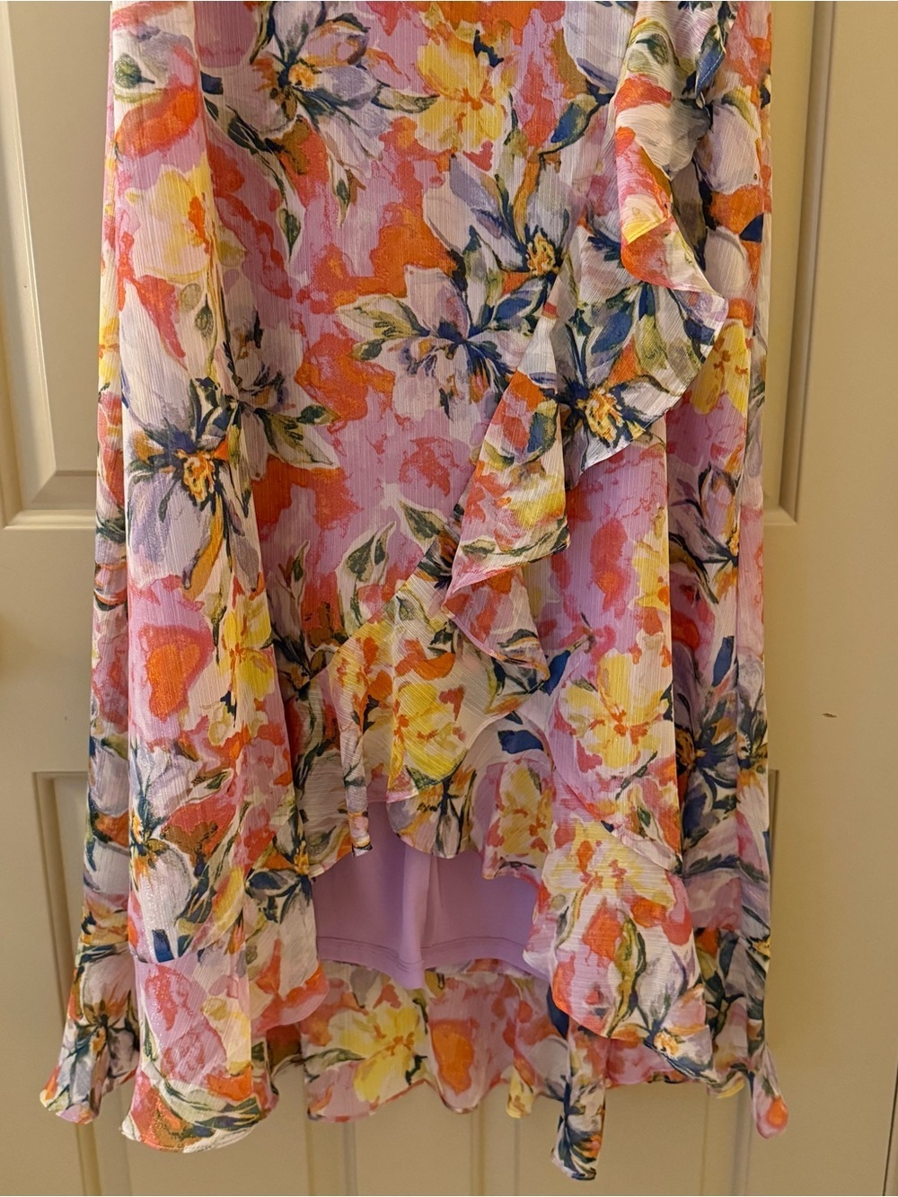 London Times Floral Ruffle Maxi Dress Size 10P - Picture 3 of 9